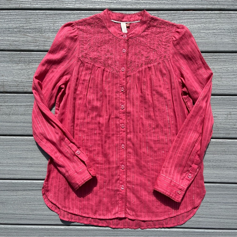 Anthropologie Pilcro Victoria Lace Button Down